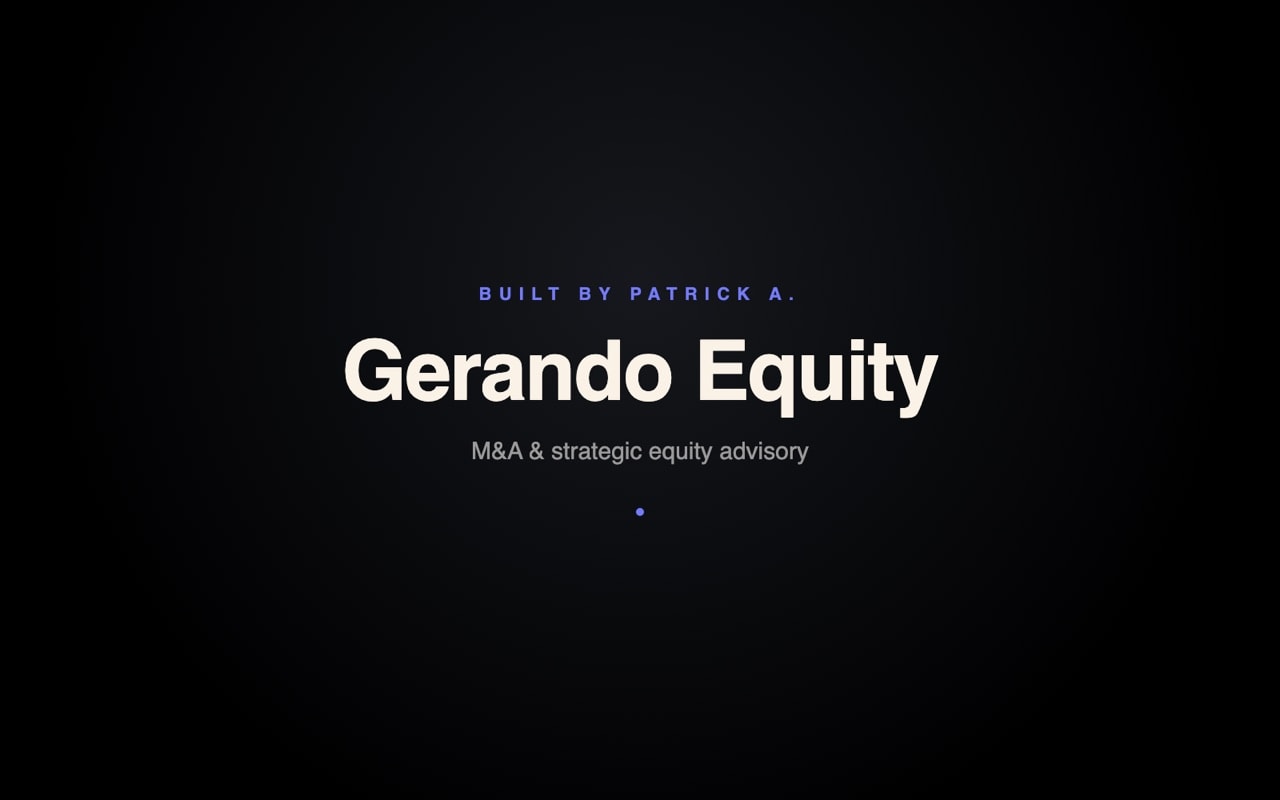 Gerando Equity — M&A Advisory Site