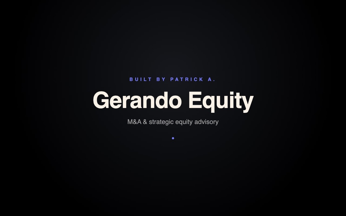 Gerando Equity — M&A Advisory Site